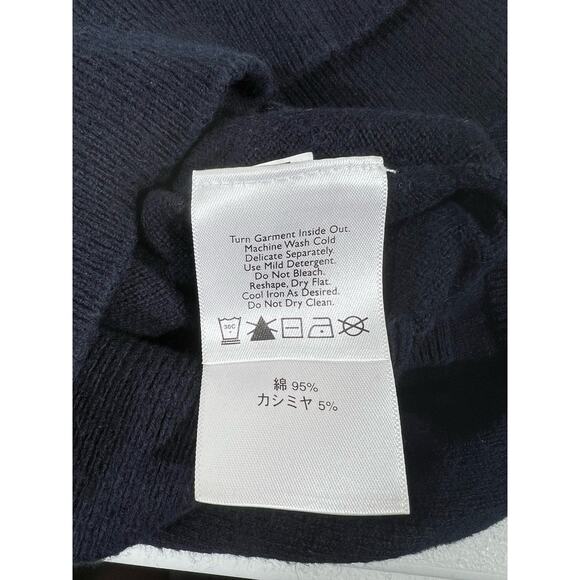 Eddie Bauer Mens Sweater Size Large Navy Blue Cotton Cashmere Blend V Neck - Picture 4 of 7